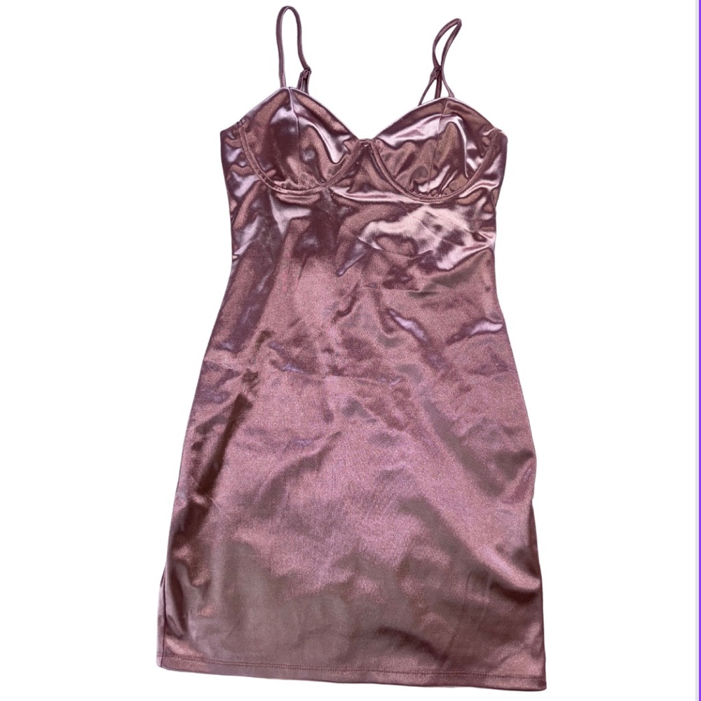 Champagne Pink Satin Mini Dress